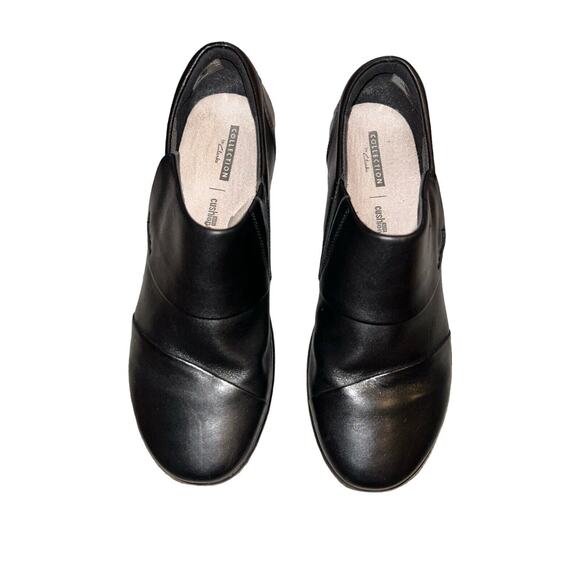 Clarks Collection Soft Cushion‎ Leather Shoe Slip On Women 8.5 W Black - Picture 4 of 9